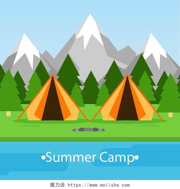 夏令营野外营地帐篷素材  
